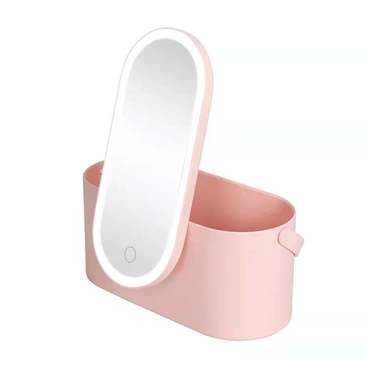 Hot Selling USB Charging Magnifying Fold Storage Box Makeup Mirror Desktop 3 Mode Fill Lighting Up Mirror with Led Light