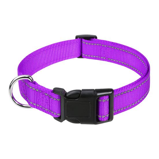Reflective Dog Collar Nylon Dog Collar with Metal D-Ring Adjustable Fit Safe Dog Collar for Small Large Medium Dogs Night Walking