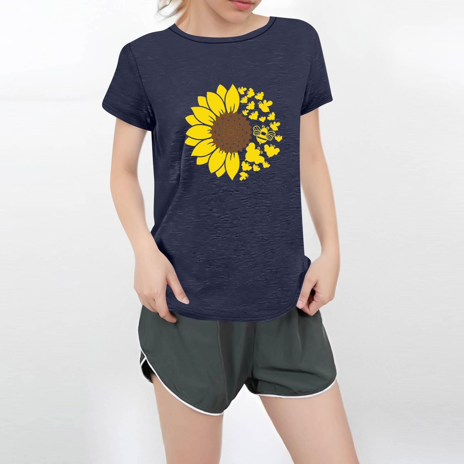 

Женская повседневная футболка с круглым вырезом и короткими рукавами с принтом XXL тёмно-синий