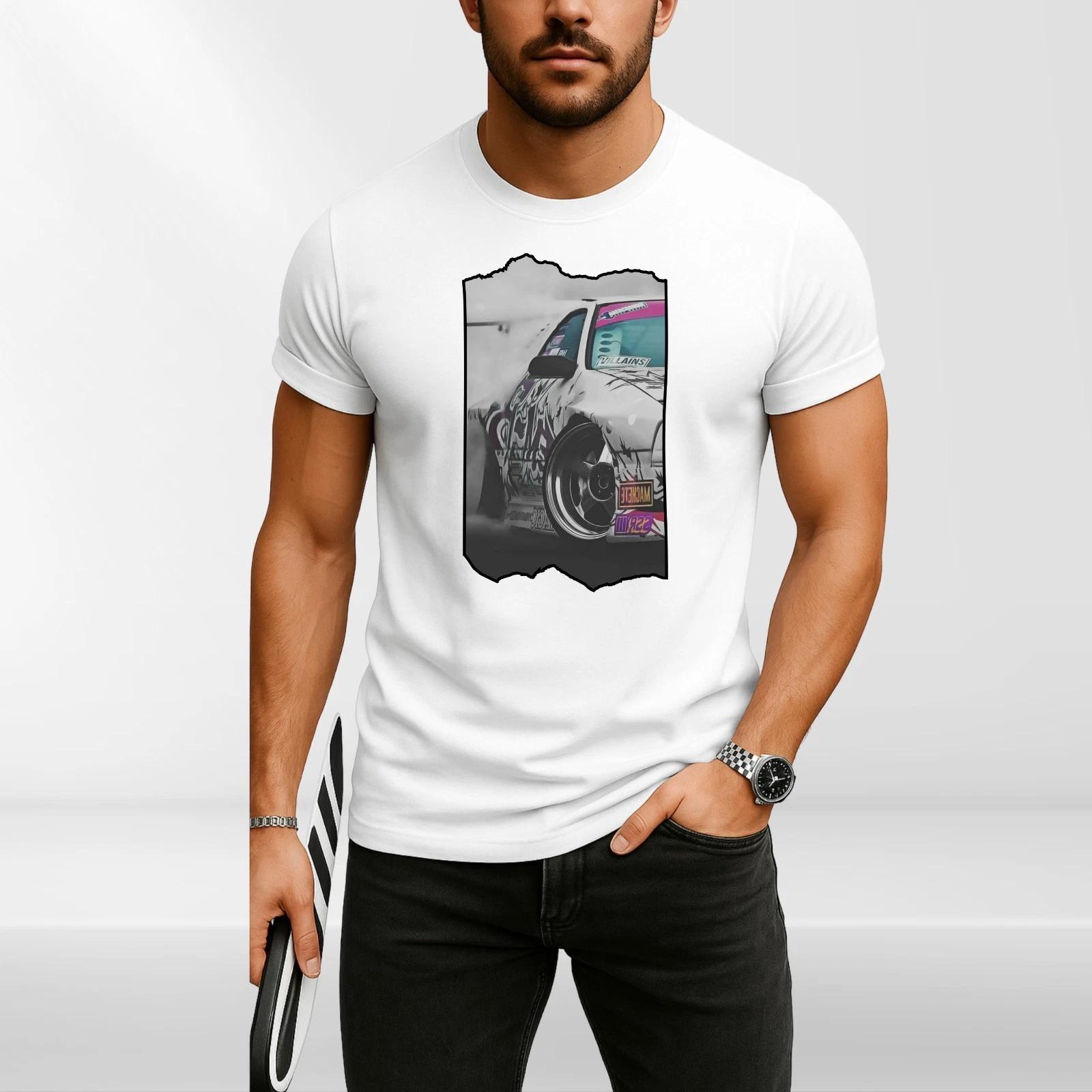 

Drift Car Graphic T-Shirt Men Streetwear Racing Print Tee JDM Style Unisex XL