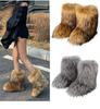 2026 Women Winter Faux Fur Boots Woman Fluffy Plush Warm Snow Boots Luxury Footwear Girls Furry Fur Bottes Fashion Winter Shoe