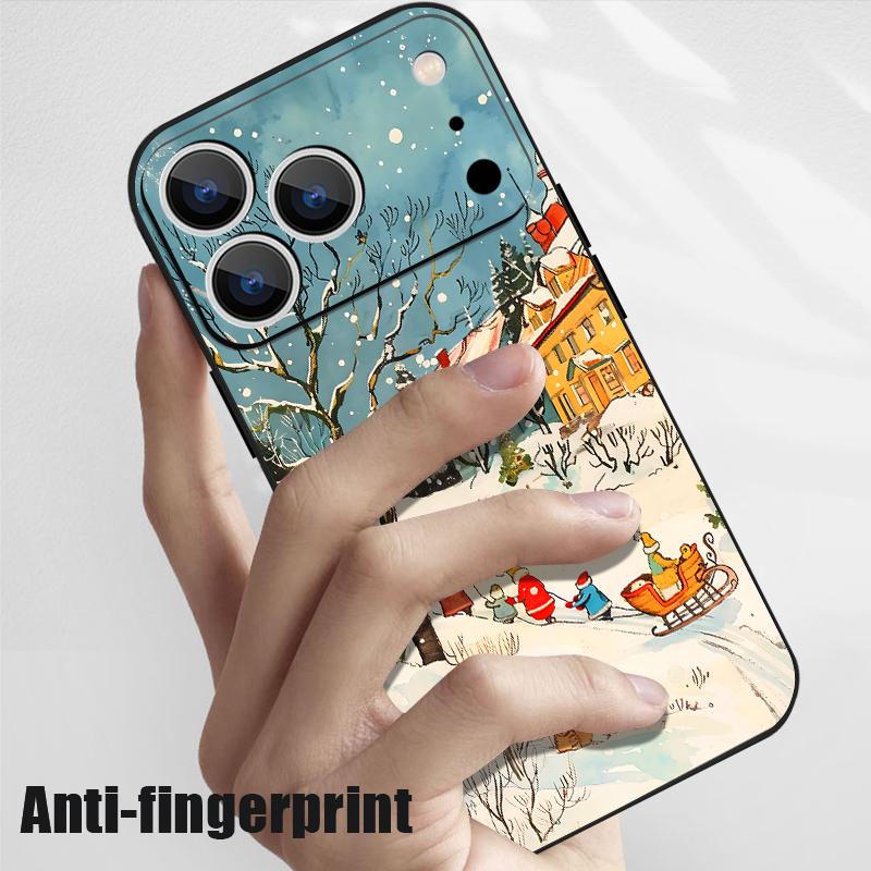 Cute Santa Claus Pattern TPU Soft Silicone Case For iPhone 17 Pro Max 16E 16 15 14 13 Pro Max 12 Pro 11 Shockproof With Lanyard Phone Cover Fundas