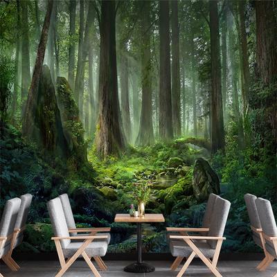 Waldtapete Naturlandschaft Grüner Wald Wandbild Schlafzimmer Wohnzimmer Wandbild Heimdeko