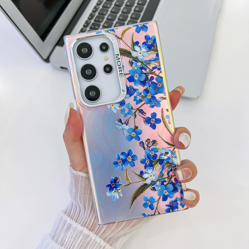 Electroplating Laser Flowers Are Suitable for Samsung S25 Ultra Mobile Phone Case Anti Fall S24PLUS Matte A16 New Hard Case