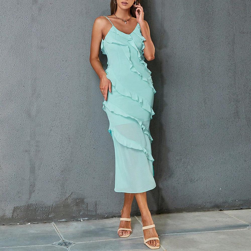 Letní dámské temperamentní splétané bez rukávů s odhalenými zády halter šaty