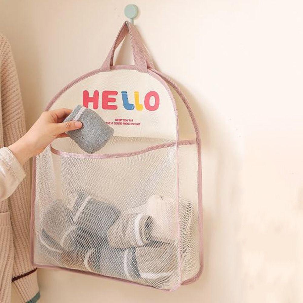 

Dustproof Socks Hanging Storage Bag Large Capacity Mesh Hanging Bag Kitchen