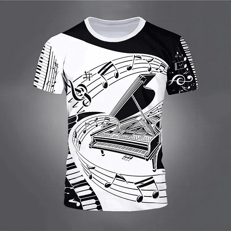 Xuhaijian02 Zomer Muzieknoot T-shirts Piano 3D Print Streetwear Mannen Vrouwen Mode Oversized Korte Mouw T-shirt Kinderen Tees Tops Kleding L