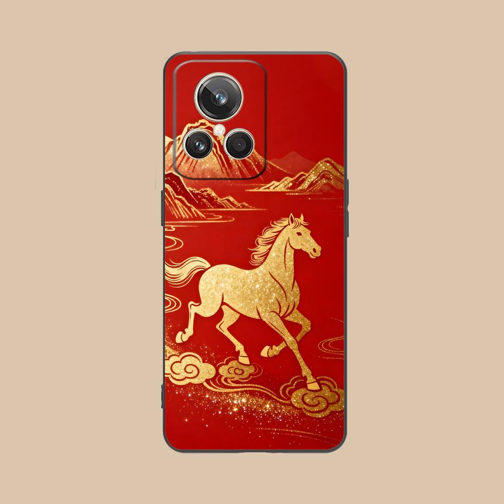 Golden Horse Year Mobile Phone Case for Realme GT 8 Neo Pro C75 73 71 C67 65 C55 53 C35 31 C20 15 Colorful Printing Cover Cover