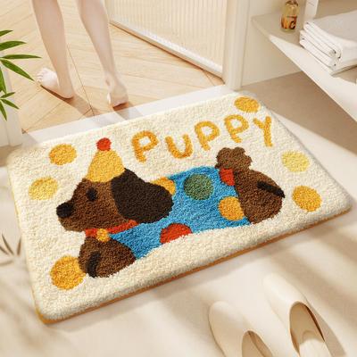 Non-Slip Cute Imitation Cashmere Bathroom Mat, Absorbent Toilet Entrance Carpet