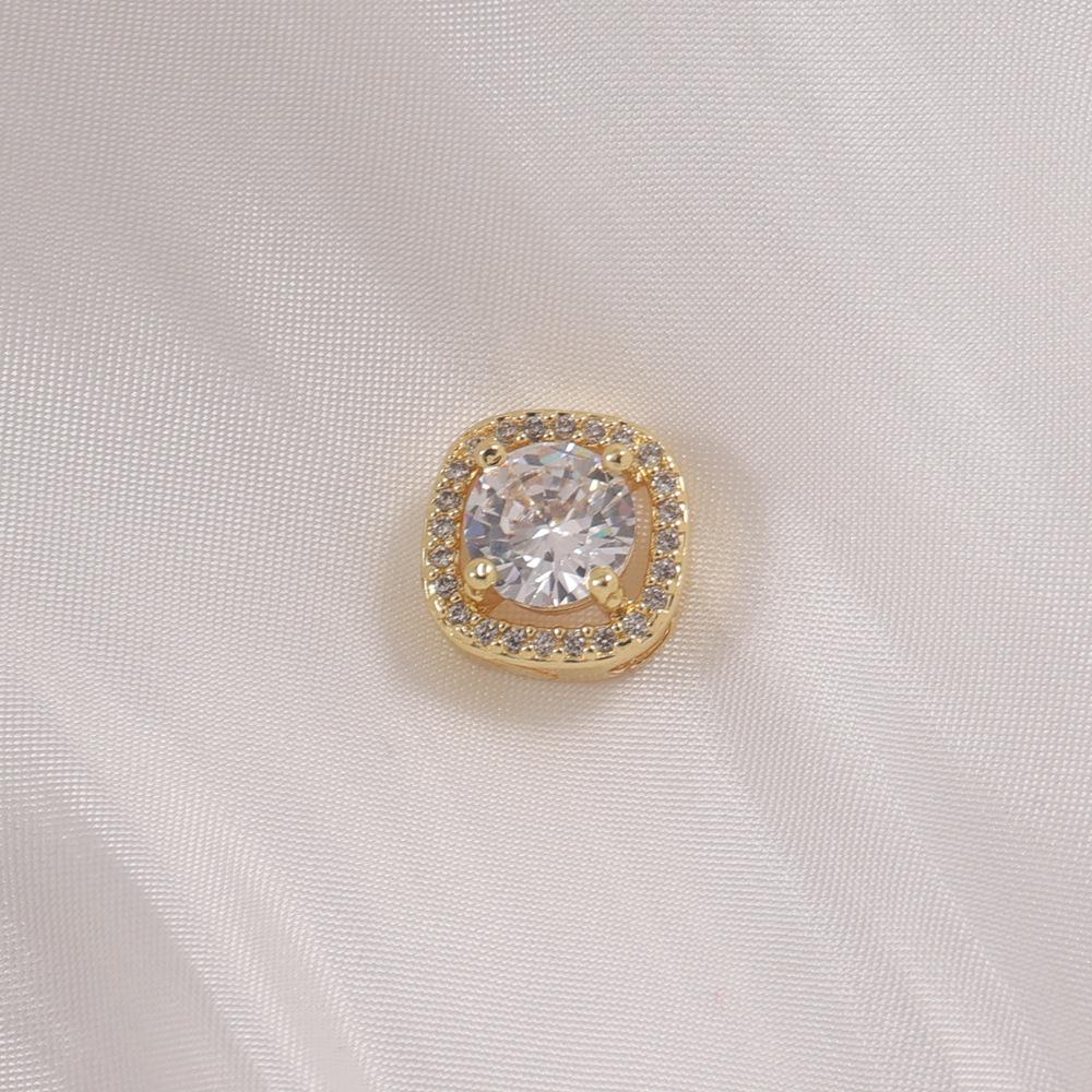 18K Gold-Plated Square Micro-Inlaid Zircon Spacer Beads, Versatile DIY Accessories