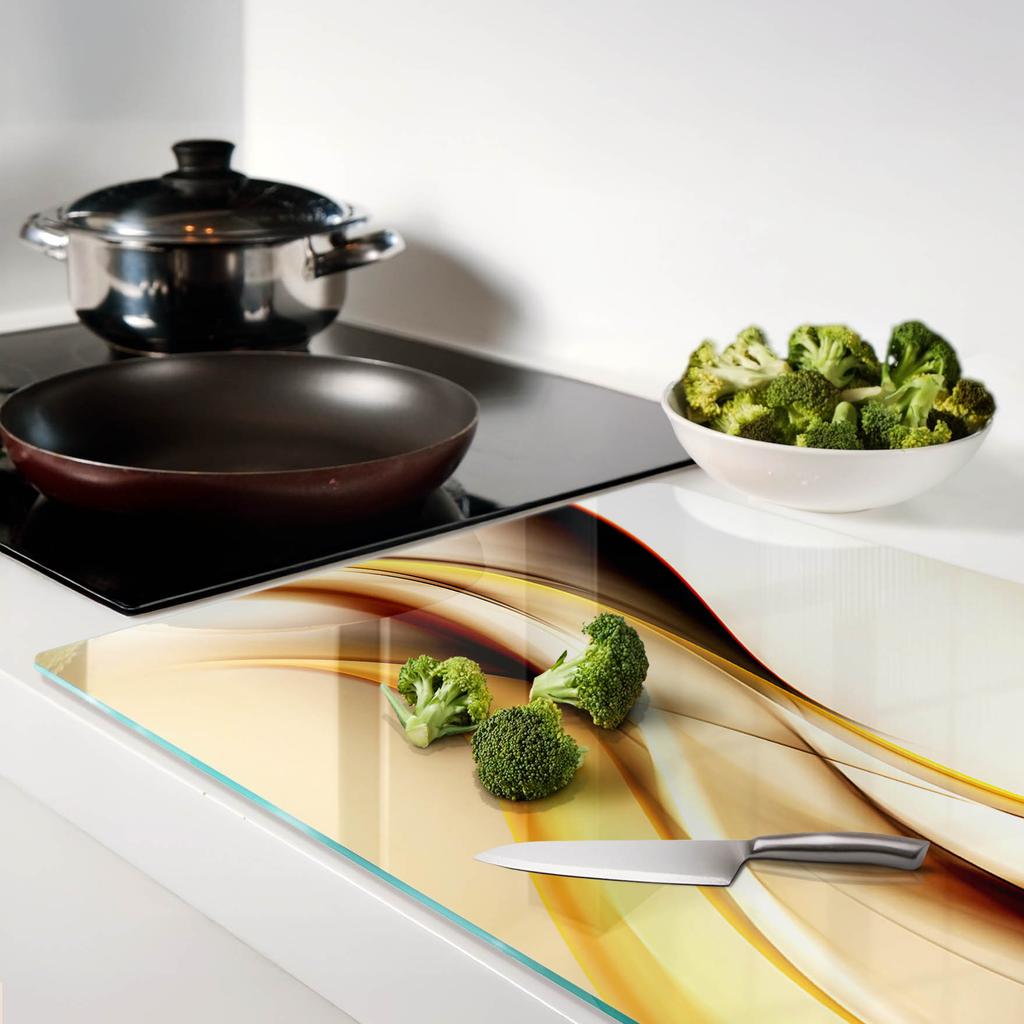 Decorative Tempered Glass Chopping Board Abstract Waves 80x52 Cm