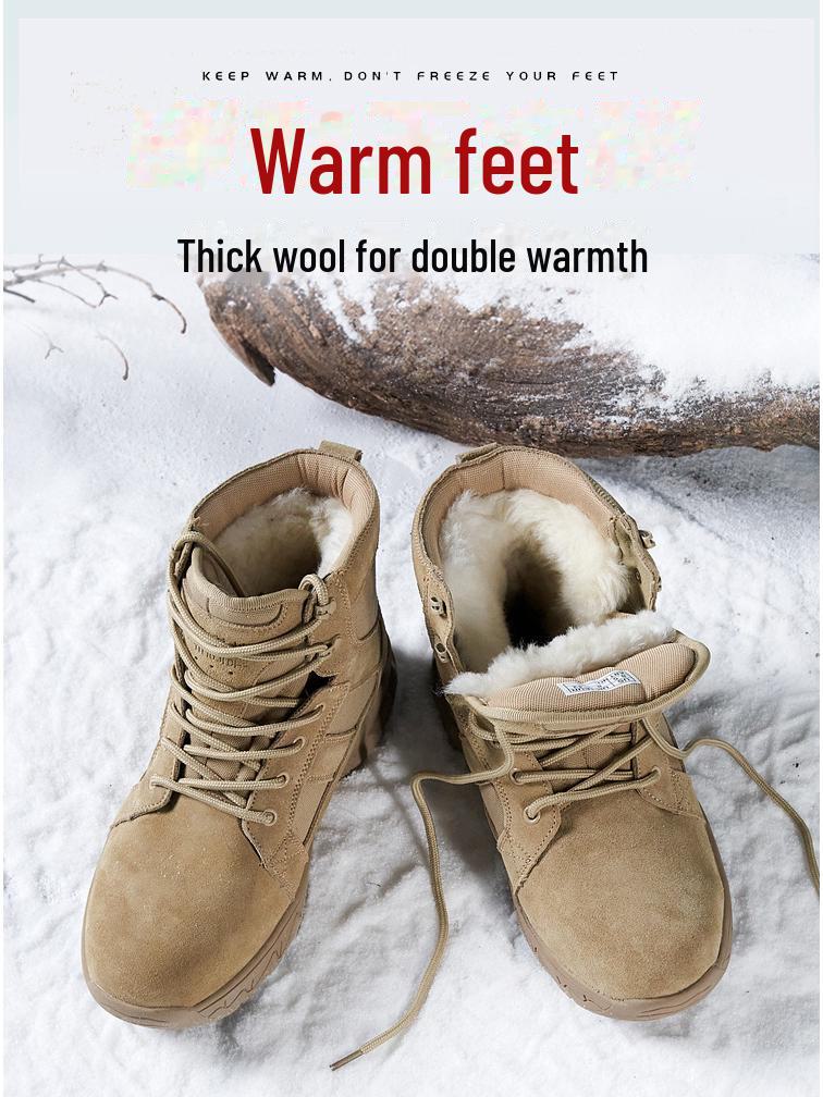 Men's Large-Size Non-Slip Fur Snow Boots - Thickened with Pure Wool for Warmth