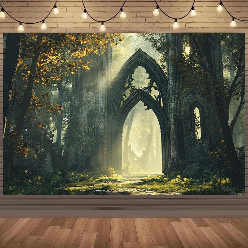1 Piece of 2D Background Cloth: Mysterious Castle - Adding a Magical Atmosphere To Your Halloween Party