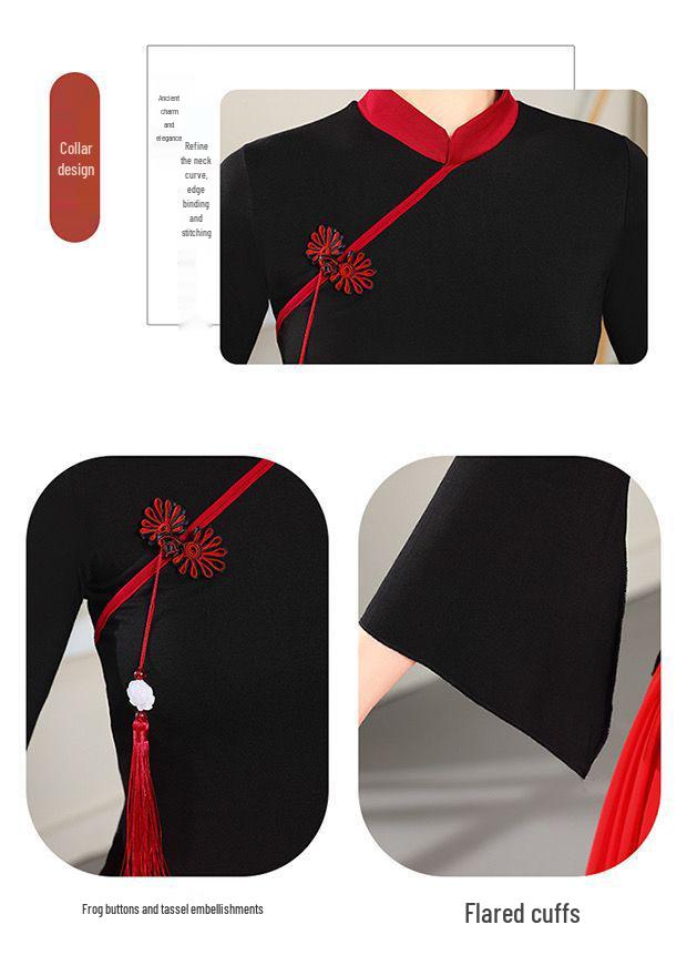 720 Gradient Chiffon Double-Layer Long Skirt for Classical Dance Performances