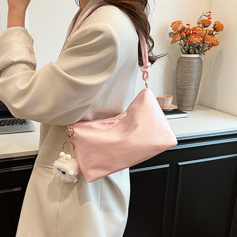 Hochwertige Einfarbige Mode Elegante Umhängetasche Glatter Stoff Satin Achseltasche Freizeit Umhängetasche Damen Handtaschen Geldbörse