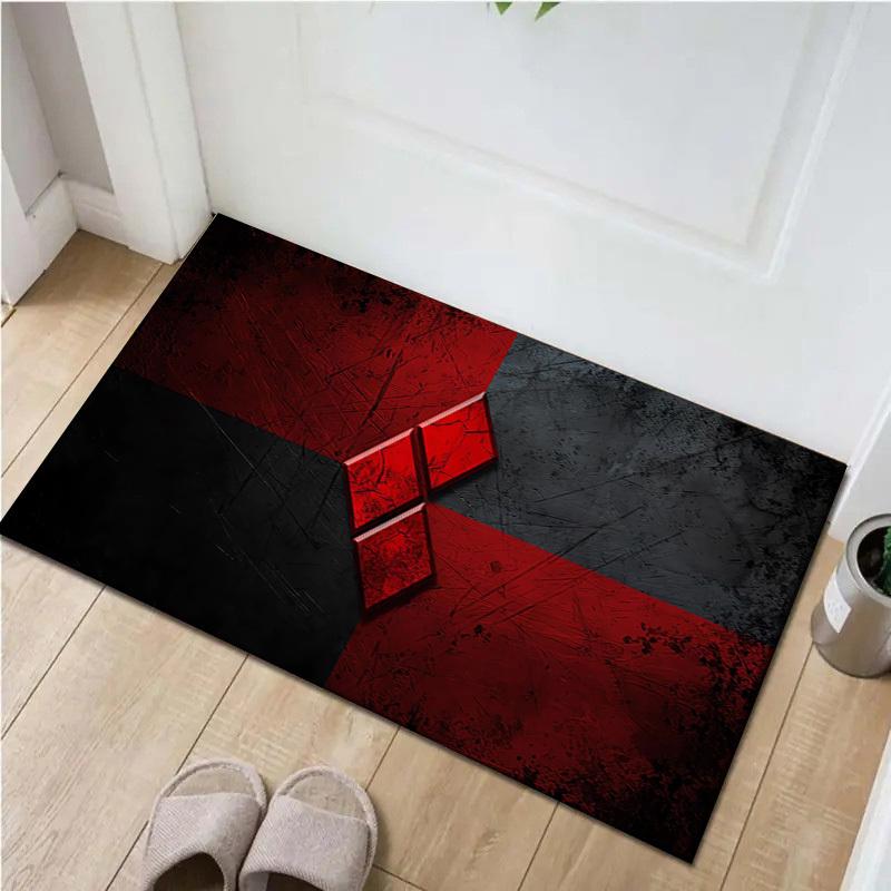 1pc Office Carpet Chair Mats Red and Black Abstract Pattern Perfect for Decorating Office Chairs, Living Rooms, Or Bedrooms,Polyester Carpet
