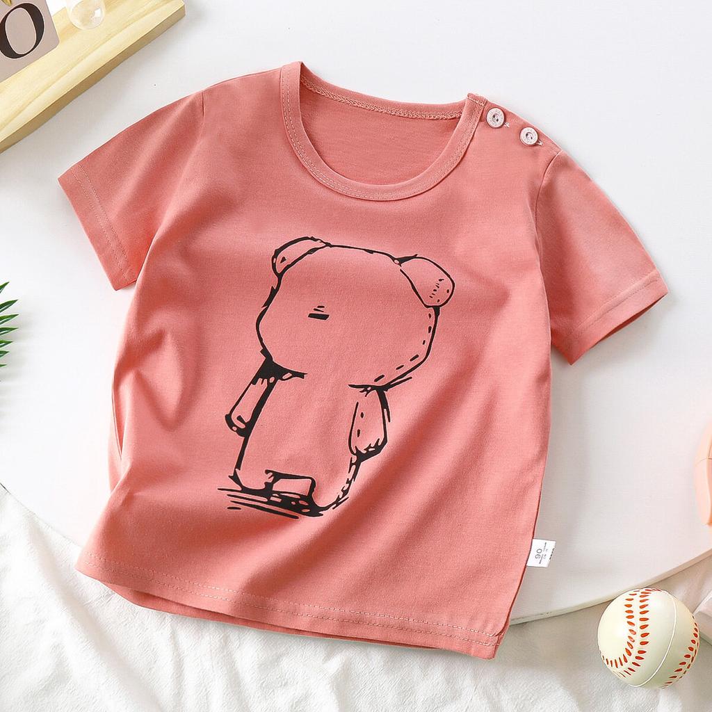 Children's short sleeved T-shirt with fashionable cartoon print theme, a gift for children