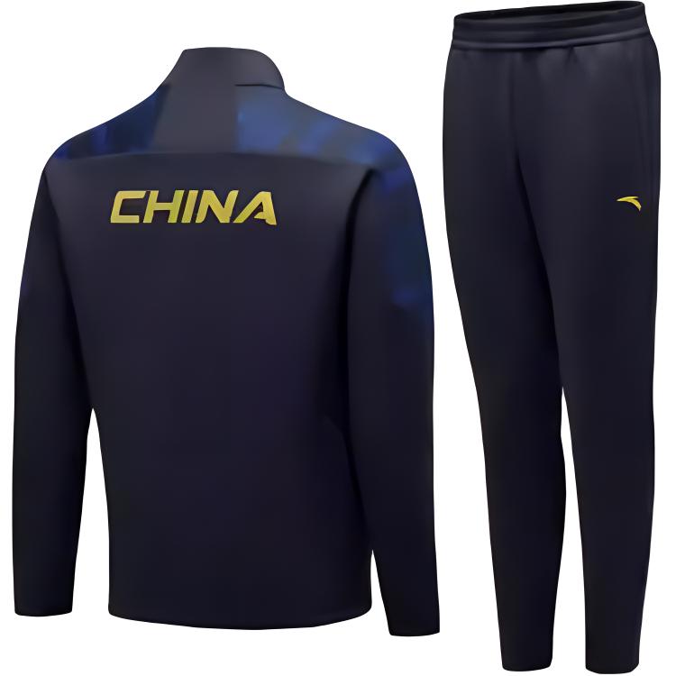 Anta Comfortable Breathable Zip Collar Spliced Letter Sports Life Series Top And Mid Waist Long Pants Set Men sets Legendary-Blue 452440114-2