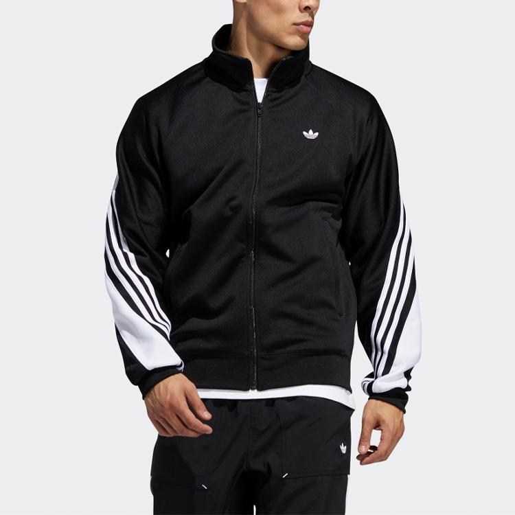 Adidas Originals Trefoil 3-Stripe Wrap Track Top with Embroidered Logo Men Jackets Black FM1525