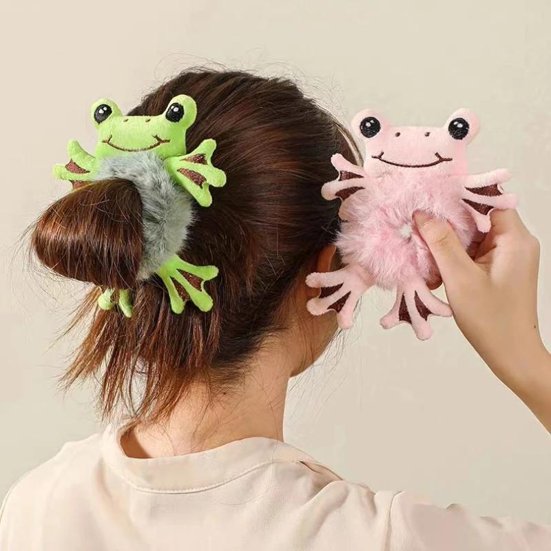 Tier Niedlich Plüsch Elastische Haarbänder Haarschmuck Scrunchies Mode Frauen Mädchen Haaraccessoires Cartoon Panda Katze Kaninchen Frosch