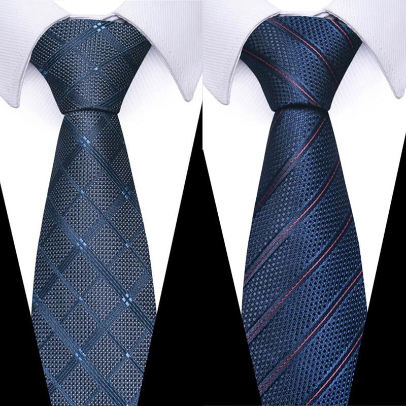 2PCS Formal Necktie Mens Standard 8cm Blue Business Professional Paisley Ties Wedding Suit Accessories Jacquard Weave Tie Men