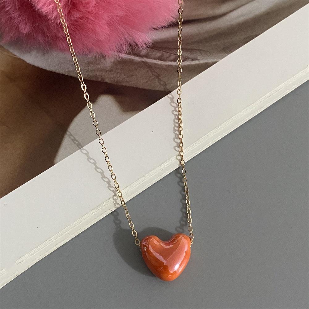 1 PC Fashion Love Heart Choker Necklace Various Color Gift Necklace Golden Color Link Chain Neck Jewelry