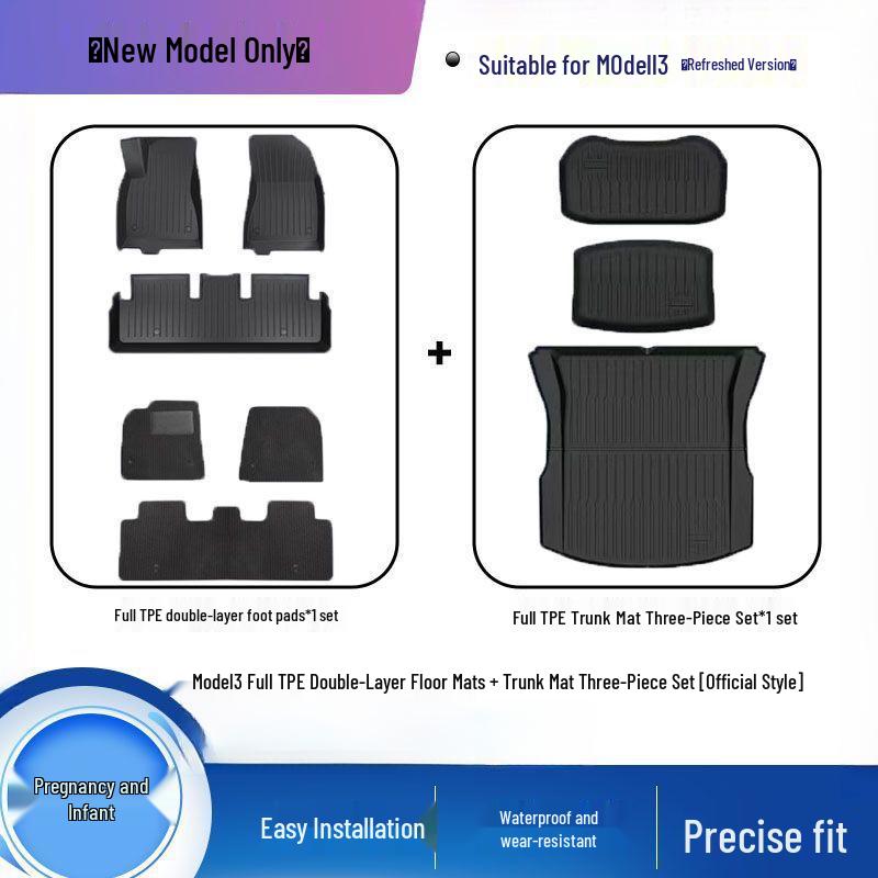 Tesla Model Y & 3 Full Coverage TPE Floor Mats