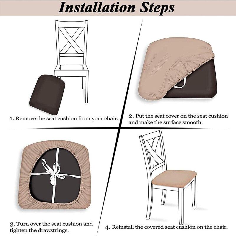 Durable WaterProof Spandex Dining Room Upholstered Cushion Chair Seat Cover Removable Slipcovers Washable Furniture Protector