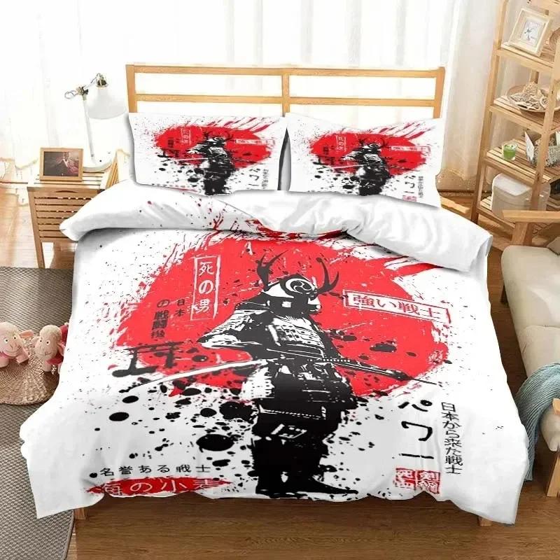 Japanische Samurai Bettwäsche Set Weiches Bettbezug Set Männer Teenager Schlafzimmer Einzel Doppel King Size Bettbezug Kissenbezug Jungen Geschenk
