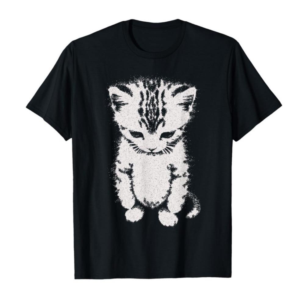 Sad Cat Funny Meme Sad Crying Cat Fashion T Shirt Men s and Women s Cotton Short Sleeved Top Cute Printed Pattern S чёрный