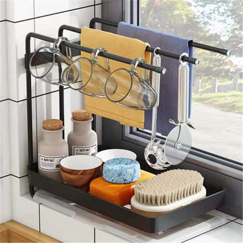 Настенная стойка для тряпок из нержавеющей стали с поддоном для стока без сверления многослойная с высокой несущей способностью держатель для кухонных губок China Mainland 9450₽