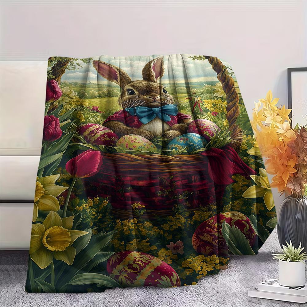 Easter egg Print Flannel Blanket,High quality Comfortable for All Seasons,Home Decor,Warmth and Comfort,Perfect for Christmas Gifts