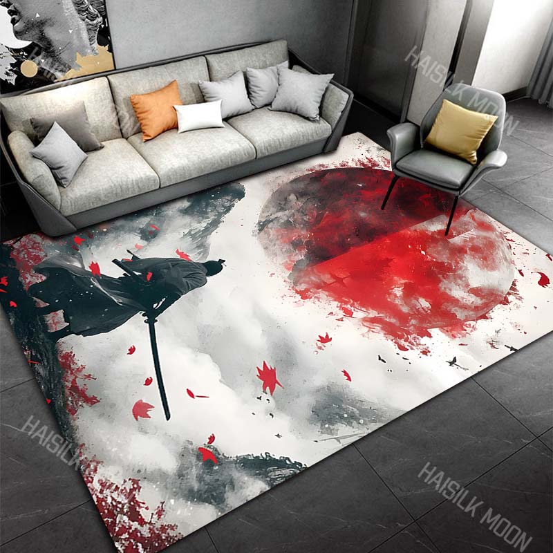 

Samurai and red moon Print Carpet Rug for Living Room Bedroom Sofa Doormat Home Decor Non-slip Floor Mat 40x60cm