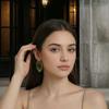 Irregular Geometric Earrings Resin Gold-plated Ear Studs Retro Resin Earrings  Accessories