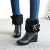 Fashion Women Boots Wedges Lolita Shoes Bowknot Diamond Women Cosplay Girls Princess Winter Ankle Boots Pink White Black 34-43