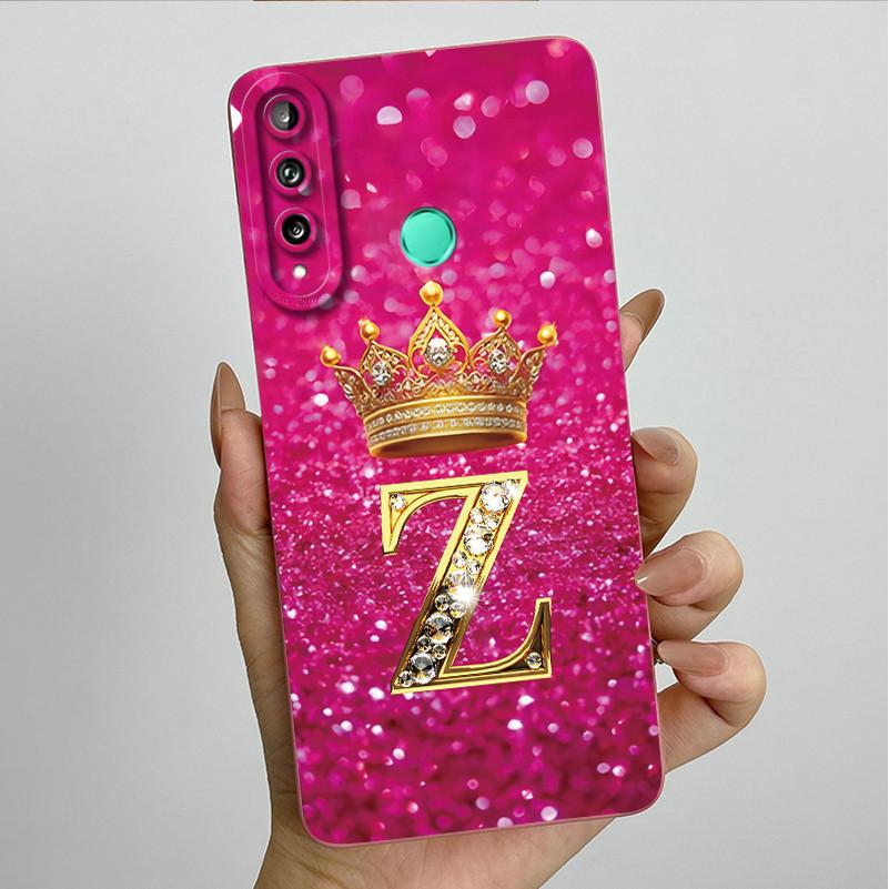 For Huawei Y7p P40 Lite E ART-L28 ART-L29 Fashion Initial Letter Couple Phone Case Y7P 2020 Soft Silicone TPU Protective Casing