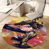 1pc Anime Design Round Carpet - Office Chair Mat with Golden Floral Pattern, Non-Slip Rug for Home Decor