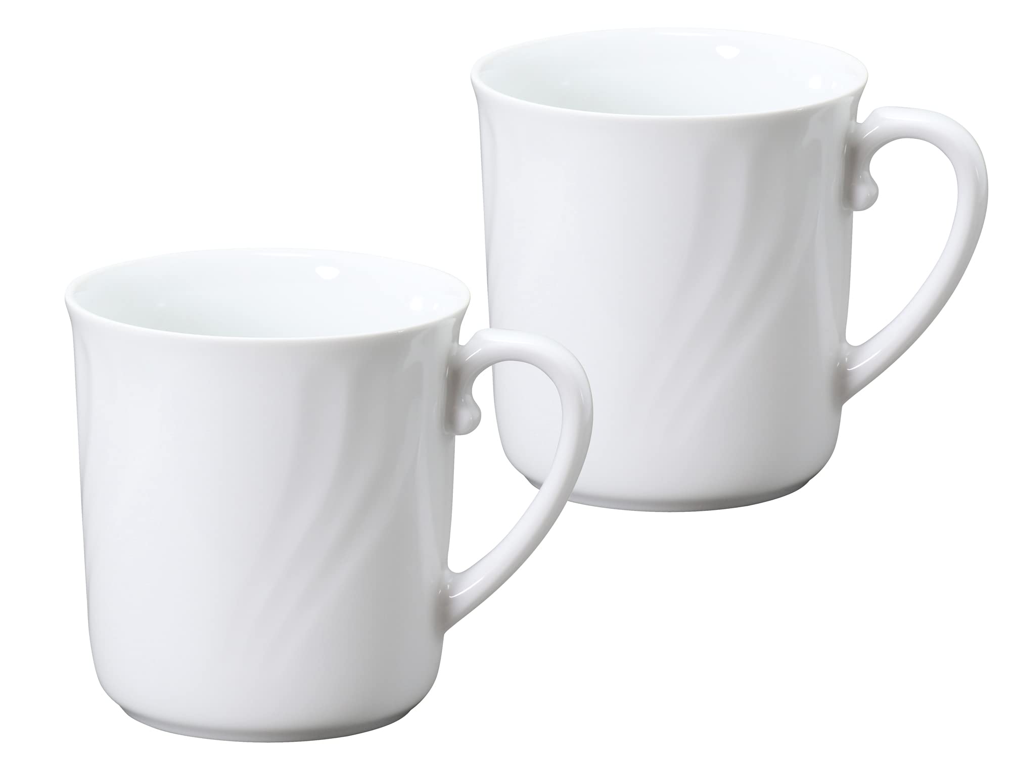 

Okura Art Pottery Janet White Mugs (Pair), Coffee/Tea, Approx. 310cc, Microwave and Dishwasher Safe, Made in Japan, 126CR/1000-I
