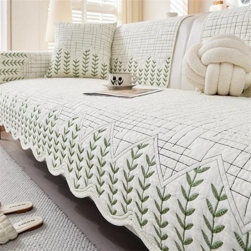 

1 шт. Хлопковые чехлы на сиденье дивана Все сезоны Пасторальный стиль Угловые чехлы на диван Нескользящие подушечки-полотенца для дивана для гостиной A 70x70cm 1pc