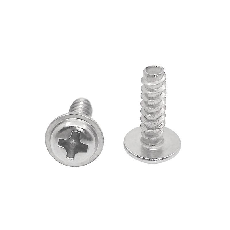 304 Stainless Steel Phillips Round Head Self-Tapping Screw with Washer, PWB Pan Head Flat Tail, PWB3*10-SS