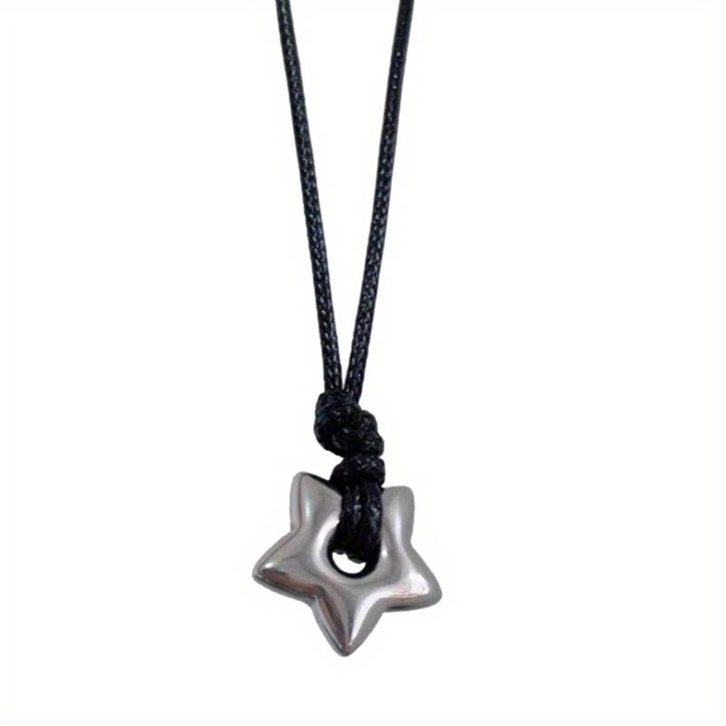 Retro rope five-pointed star pendant necklace, Gothic hollow star-shaped fashionable men's and women's accessories, necklace, gift