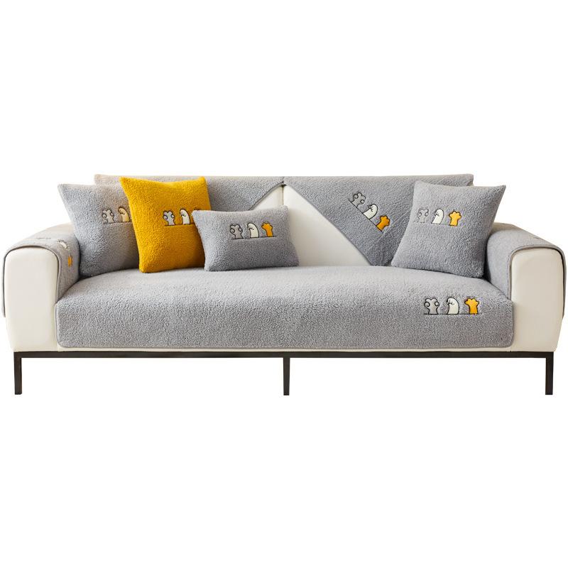 Pastorales Sofakissen für alle Jahreszeiten, rutschfestes Kissen, schlichter nordischer koreanischer Stil, cremefarbener Bezugsstoff, Sofabezug und Handtuch