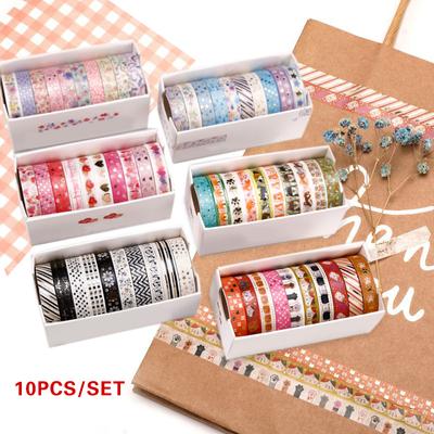 10 Pcs/Set Gold Foil Bronzing Washi Tape Cute Masking Tape Decorative Adhesive Tape Sticker Scrapbooking DIY Stationery Sticker