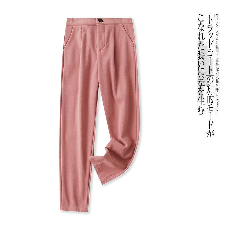 

Fleece-lined Brushed Casual Pants Winter New Foreign Trade Women s Clothing Half Elastic High Waist Zipper Button Elastic Pants 26341 Deep Powder B- 20-33-2 M