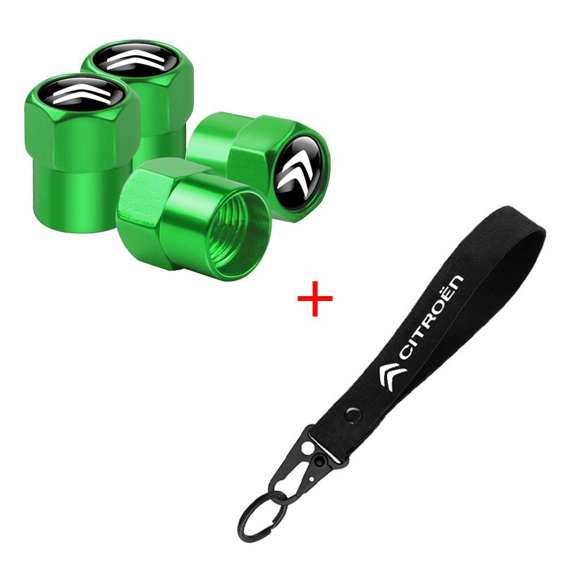 För Citroen C1 C2 Grand C4 Picasso C4L VTS C-ELYSEE DS Aluminium Metall Bil Däckventilskydd Bilmärke Nylon Nyckelring Tillbehör