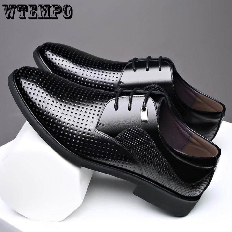 

Мужская обувь Летние дышащие кожаные сандалии Мужская кожаная обувь Мужская деловая повседневная обувь с отверстиями Мужская формальная полая кожаная обувь