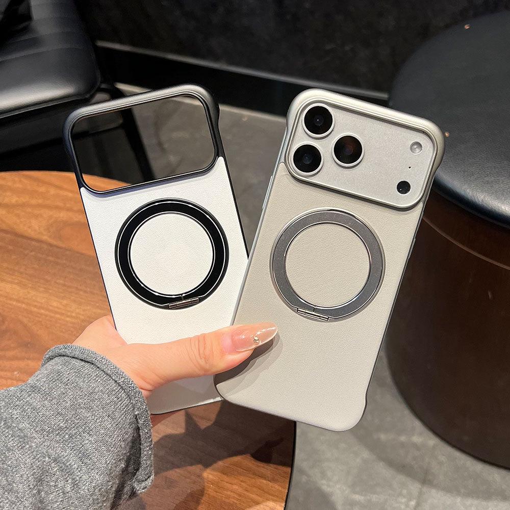Ultra-light and Thin Borderless, Suitable for iPhone17 Mobile Phone Fulcrum Case, Apple Huawei Xiaomi Sticker Leather Bracket Protective Case