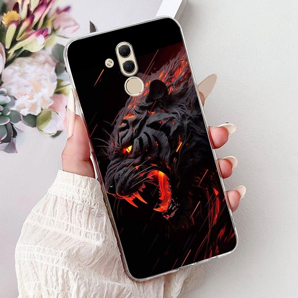 Clear For Huawei Mate 20Lite SNE-LX3 INE-LX2 Back Cover For Huawei Mate 20 Lite Case Cute Cartoon Cat Luxury Flowers Funny Funda