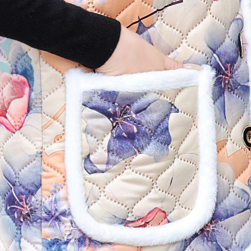 Autumn Winter Women's Flocking Vest Thick Warm Printed Fleece Cardigan Vest Outwear