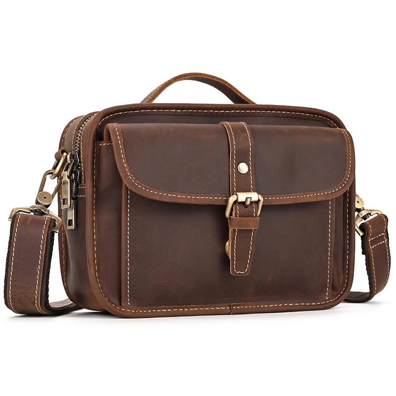 

Newsbirds Shoulder Bag Genuine Leather Small Crossbody Bag Outdoor Phone Pouch Bag Single Shoulder Sling Bag Leather Pouch коричневый